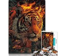 1000 Piece Jigsaw Flame Tiger Jigsaw Puzzles for Teenagers 1000 Pieces,Challenging Game And Family Play Secret Santa Gifts 50x75cm