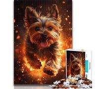1000 Piece Jigsaw Flame Yorkshire Terrier 1000 Piece Jigsaw Puzzles for Teenagers Gifts,Wall Decoration Unique Birthday And Xmas Gifts Suitable for And 14 50x75cm