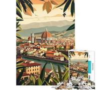 1000 Piece Jigsaw Florence Italy Scenery Cityscape Fun at Home Activities, Precision Cutting Anti-Stress Toys Suitable for People Aged 14 And Above (38x26cm)