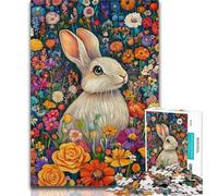 1000 Piece Jigsaw Flower Bunny 1000 Pieces Jigsaw Puzzles For Teens And Adults,Artistic Wall Decor & Birthday Gift Idea for Friends, Home Office 50x75cm