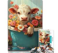 1000 Piece Jigsaw Flower Cow Jigsaw Puzzles for Teenagers 1000 Pieces,Decompressing Intellectual Educational Toy Birthday Present, Gifts 26x38cm