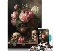 1000 Piece Jigsaw Flower Skull 1000 Piece Jigsaw Puzzles for Adults,for Is Ideal As A Gift for The Whole Family for And 14 Years Old (26x38cm)