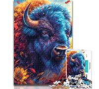 1000 Piece Jigsaw Flowers And Bison 1000 Piece Jigsaw Puzzles for Teenagers Gifts,Wall Decoration Unique Birthday And Xmas Gifts Suitable for And 14 50x75cm