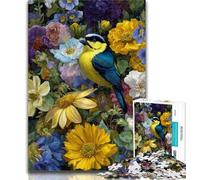 1000 Piece Jigsaw Flowers And Sparrows Jigsaw Puzzles for Teenagers,Stress Reliever Difficult Challenge Enhance Love between Couples 50x75cm