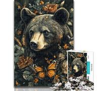 1000 Piece Jigsaw Flowers Butterfly Brown Bear 1000 Pieces Jigsaw Puzzle For Adults Teens,Parent-child Interaction for Age 14 Years Up 26x38cm