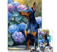 1000 Piece Jigsaw Flowers Doberman 1000 Pieces Jigsaw Puzzle For Adults Teens,Toy Intellectual Game Artists Collection, Fine Art 26x38cm