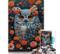 1000 Piece Jigsaw Flowers Owl 1000 Piece Jigsaw Puzzles for Teenagers,Stress Reliever Staycation Kill Time Funny Gift 50x75cm
