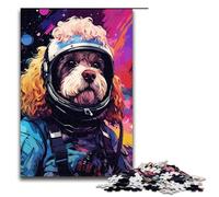 1000 Piece Jigsaw for Adults Astronaut Poodle by SplattersLots of Thick Color Puzzle Game Perfect Decoration for Teens Age 14 Years Up 75x50cm