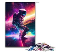 1000 Piece Jigsaw for Adults Astronaut Surfing In Space Jigsaw Puzzles for Adults Wood Puzzle Challenging Game (75x50cm)