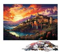 1000 Piece Jigsaw for Adults Color Illustration of The Alhambra Palace Puzzle for Kids Wood Puzzle Educational Game for Adult 1000 PCS(75x50cm)