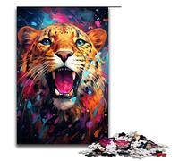 1000 Piece Jigsaw for Adults Colorful Psychedelia of Colorful And Cute Cheetahs Puzzle Hands on Game 75x50cm