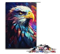 1000 Piece Jigsaw for Adults Colorful Psychedelic Animal Eagle Jigsaw Puzzle for Kids Wood Puzzle Educational Game for Adult 1000 PCS(38x26cm)