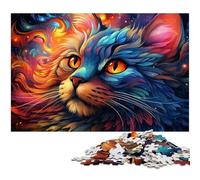 1000 Piece Jigsaw for Adults Colorful Psychedelic Art Cat Puzzle for KidsPaper Puzzle Educational Game for Adult 1000pcs(38x26cm)