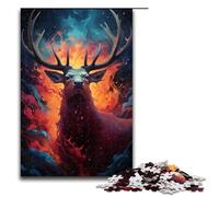 1000 Piece Jigsaw for Adults Colorful Psychedelic Elk Art Jigsaw Puzzle for Kids Wood Puzzle Educational Game for Adult 1000 PCS(75x50cm)