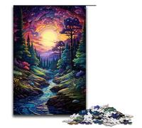 1000 Piece Jigsaw for Adults Colorful Psychedelic Stars in The Forest Wooden Puzzles Adults Educational Game Challenge Toy 1000 PCS(75x50cm)