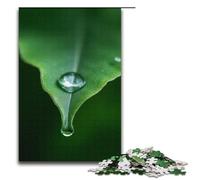 1000 Piece Jigsaw for Adults Crystal Clear Water Drops Falling from The Leaf Tip Wooden Puzzles Adults Educational Game Challenge Toy 1000 PCS(38x26cm)