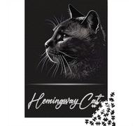 1000 Piece Jigsaw for Adults, Elegant Hemingway Cat, 52x38cm/1000pcs