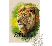 1000 Piece Jigsaw for Adults, Ethiopia Lion Art, 38x26cm/1000pcs