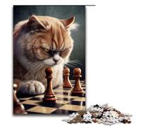 1000 Piece Jigsaw for Adults Funny Cat Playing Chess Puzzle for Kids Wood Puzzle Educational Game for Adult 75x50cm