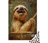 1000 Piece Jigsaw for Adults, Funny Sloth Spaghetti Food, 52x38cm/1000pcs