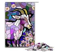 1000 Piece Jigsaw for Adults Goat Stained Glass Style Puzzle for Kids Wood Puzzle Educational Game for Adult 75x50cm