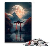 1000 Piece Jigsaw for Adults Japanese Torii Gate Moon Puzzle for Kids Wood Puzzle Educational Game for Adult 75x50cm