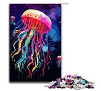 1000 Piece Jigsaw for Adults Jigsaw Jellyfish Is Surrounded by Splatters in The Style Puzzle Wall Decoration Stress Reliever 75x50cm