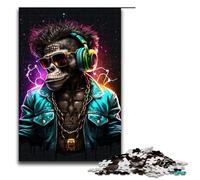 1000 Piece Jigsaw for Adults Jigsaw Monkey Headphone Dj Music Puzzle Wall Decoration Suitable for Desktop Decoration 75x50cm