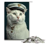 1000 Piece Jigsaw for Adults Jigsaw White Sailor Cat Puzzle Wall Decoration Suitable for Desktop Decoration 75x50cm