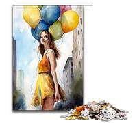 1000 Piece Jigsaw for Adults Joyful Girl Art Print Puzzle for Kids Wood Puzzle Educational Game for Adult 75x50cm