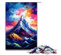 1000 Piece Jigsaw for Adults Mountain Peak Is Surrounded by SplattersLots of Color Jigsaw Puzzles for Adults Wood Puzzle Challenging Game 75x50cm