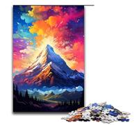 1000 Piece Jigsaw for Adults Mountain Peak Is Surrounded by SplattersLots of Color Puzzle Hands on Game 75x50cm