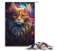 1000 Piece Jigsaw for Adults Nebula Cat's Colorful Psychedelic Jigsaw Puzzle for Kids Paper Puzzle Educational Game for Adult 1000PCS(38x26cm)