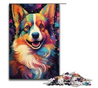 1000 Piece Jigsaw for Adults Painting Color Corgi Dog Jigsaw Puzzle for Kids Paper Puzzle Educational Game for Adult 1000PCS(38x26cm)