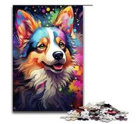 1000 Piece Jigsaw for Adults Painting Color Corgi Dog Jigsaw Puzzle for Kids Wood Puzzle Educational Game for Adult 1000PCS(75x50cm)