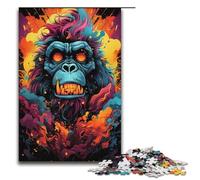 1000 Piece Jigsaw for Adults Painting of Colorful Angry Orangutan Jigsaw Puzzles for Adults Wood Puzzle Challenging Game 1000 PCS(38x26cm)