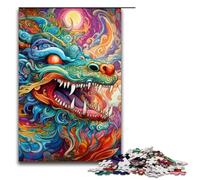1000 Piece Jigsaw for Adults Psychedelic Art Dragon Jigsaw Puzzles for Adults Wood Puzzle Challenging Game 75x50cm