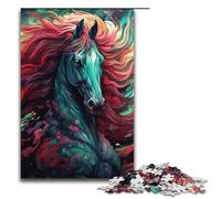 1000 Piece Jigsaw for Adults Psychedelic Colored Horses Jigsaw Puzzles for Adults Wood Puzzle Challenging Game 1000 PCS(38x26cm)