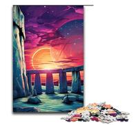 1000 Piece Jigsaw for Adults Psychedelic Stonehenge at Night Wooden Puzzles Adults Educational Game Challenge Toy 1000 PCS(75x50cm)