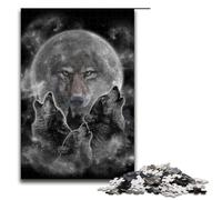 1000 Piece Jigsaw for Adults Spiritual Wolf Full Moon Puzzle GamePerfect Decoration for Teens Age 14 Years Up 75x50cm