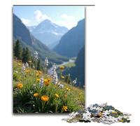 1000 Piece Jigsaw for Adults Wild Flowers Bloom Tenaciously at The Foot of The Snow-capped Mountains Jigsaw Puzzle for Kids Wood Puzzle Educational Game for Adult 1000 PCS(75x50cm)
