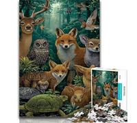 1000 Piece Jigsaw Forest Animals Puzzles for Adults And Teenagers,Stress Reliever Difficult Challenge Enhance Love between Couples 50x75cm