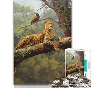 1000 Piece Jigsaw Forest Jungle Deer Cheetah Jigsaw Puzzles for Teenagers 1000 Pieces,Toys Educational Games Stress Relieving Parent-child Interaction 50x75cm