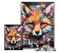 1000 Piece Jigsaw Fox Graffiti Wooden Jigsaw Puzzles Size 50x75cm Interactive Family Game, DIY Home Decor, Brain Teaser Gift