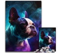 1000 Piece Jigsaw French Bulldog Nebula Wooden Puzzles Educational Brain Teaser, Artistic Home & Office Decor, 14+ Age 50x75CM/19.68x29.52inch