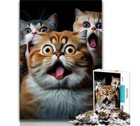 1000 Piece Jigsaw Funny Cat Shocked 1000 Piece Jigsaw Puzzles for Adults & Teens,Toys Educational Games Stress Relieving Wall Decoration (50x75cm)
