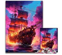 1000 Piece Jigsaw Future Colorful Psychedelic Pirate Ship Puzzles for Adults Challenging Brain Teaser for Teenagers, Family Game Night Fun 1000 PCS(75x50cm)