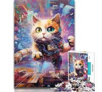 1000 Piece Jigsaw Futuristic Cat Puzzles for Adults Teens 1000 Pieces,Family Game Birthday Gifts.Challenge High Difficulty 26x38cm