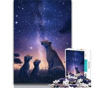 1000 Piece Jigsaw Galaxy Cheetah Jigsaw Puzzles for Teenagers 1000 Piece,Family Game Stress Reliever Difficult Challenge Secret Santa Gifts 50x75cm
