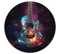 1000 Piece Jigsaw Galaxy Guitar Round Puzzle 1000 Pieces Jigsaw Perfect for Family Fun on Christmas, Thanksgiving, Birthdays & Easter 67.5x67.5cm